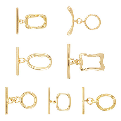 7Sets Brass Toggle Clasps, Cadmium Free & Lead Free, Long-Lasting Plated, Mixed Shape