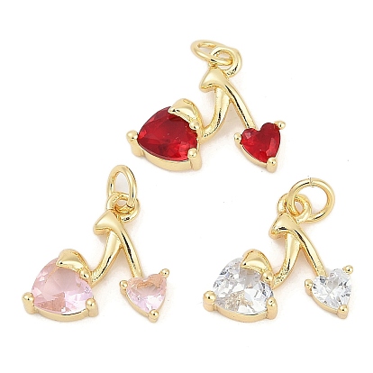 Латунные микропаве прозрачные кубические циркониевые подвески, сердце, без кадмия и без свинца, долговечный, стойки покрытие, реальный 18 k позолоченный, с целью перехода в кольце