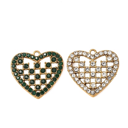 304 из нержавеющей стали горный хрусталь подвески, шарма сердца, ионное покрытие (ip), золотые