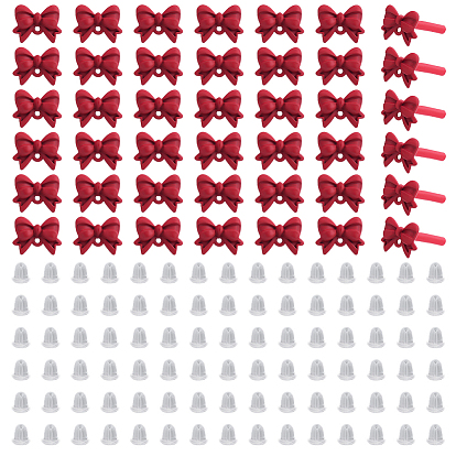 42 Stück Schmuckteile für Ohrstecker mit Schleife aus einer Legierung, mit Messingnadeln, mit Schleife, mit 84Stk. Kunststoff-Ohrmuttern, mit 84Stk. Kunststoff-Ohrmuttern