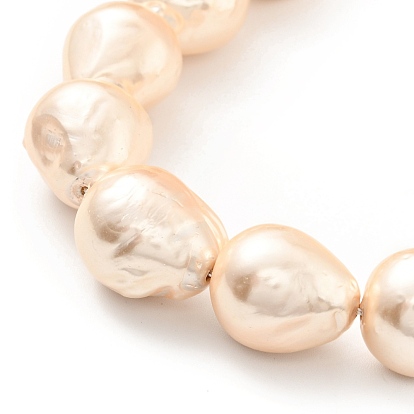 Electroplated Shell Pearl Beads Strands, Textured, Teardrop