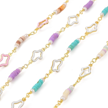 Латунные цепные цепи, с эмалью и полимерной глины, долговечный, золотые, пайки, без кадмия и без свинца, без свинца и без никеля , с катушкой