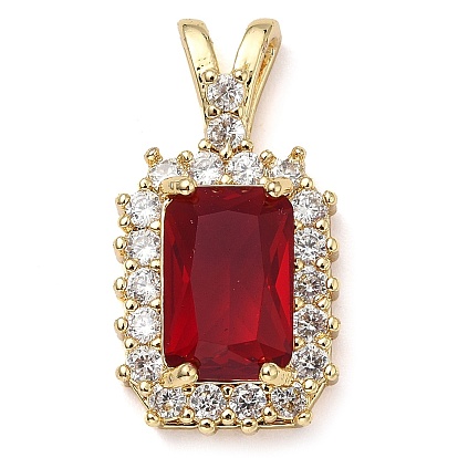 Стеклянные подвески из латуни с покрытием стойки, с кубического циркония, долговечный, прямоугольные