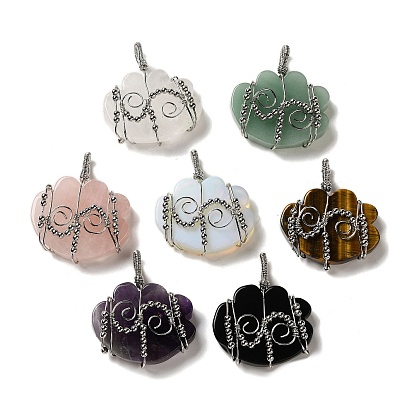 Pendentifs enveloppés de fil de cuivre de pierres précieuses, breloques nuage avec perles en laiton, crémaillère plaquage, platine