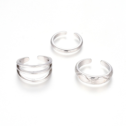 Brass Cuff Toe Rings, Stackable Rings, Mixed Style