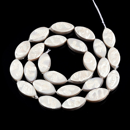 Plating Natural Freshwater Shell Beads Strands, Imitate Baroque Pearl Keshi Pearl Beads, Horse Eye