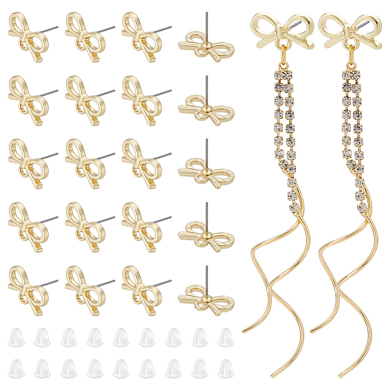 40 шт. шт. штифтов-гвоздиков из сплава, 316 хирургическая нержавеющая сталь, стойки покрытие, бантом, без кадмия, без никеля и без свинца, с 100 пластиковыми ушными гайками