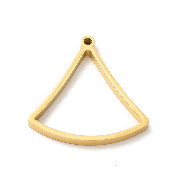 Ion Plating(IP) 304 Stainless Steel Open Back Bezel Pendants, For DIY UV Resin, Epoxy Resin, Pressed Flower Jewelry, Ginkgo Leaf