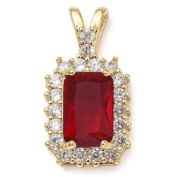 Стеклянные подвески из латуни с покрытием стойки, с кубического циркония, долговечный, прямоугольные