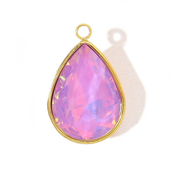 304 из нержавеющей стали стеклянные подвески, слеза, граненые, золотые