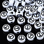 Opaque Acrylic Beads, Flat Round with Peace Sign