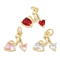 Латунные микропаве прозрачные кубические циркониевые подвески, сердце, без кадмия и без свинца, долговечный, стойки покрытие, реальный 18 k позолоченный, с целью перехода в кольце
