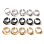 Woven Bezel 304 Stainless Steel Cuff Ring Components, Round Pad Ring Setting