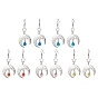 Antique Silver Alloy Star & Moon Dangle Earrings, with Glass Beads