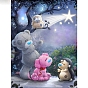 Bear Dog Hedgehog under the Tree at Night 5D Diamond Painting Kits for Kids and Adult Beginners, DIY Full Round Drill Picture Art, Rhinestone Gem Paint Kits for Home Wall Decor
