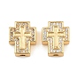 Laiton micro pavé de perles de zircone cubique claires, croix, sans cadmium et sans plomb, crémaillère plaquage
