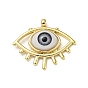 Real 18K Gold Plated Brass Pendants, with Acrylic, Evil Eye Charms