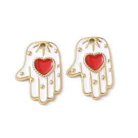 304 подвески из нержавеющей стали, с эмалью, ионное покрытие (ip), ладонь с подвеской в виде сердца, реальный 18 k позолоченный