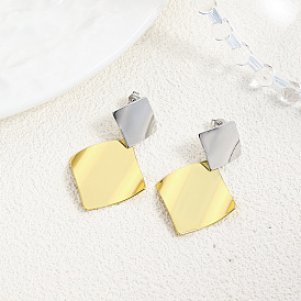 Латунные качают серьги, двухцветный квадрат