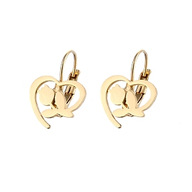 304 Stainless Steel Heart with Tulip Leverback Earrings for Women