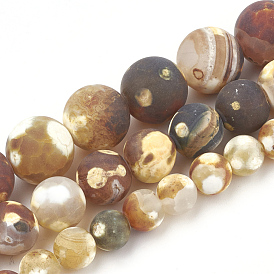 Dyed Natural Fire Crackle Agate Beads Strands, Frosted, Round