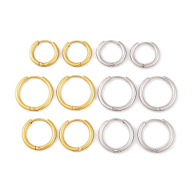 Ion Plating(IP) Round Ring 304 Stainless Steel Hoop Earrings for Women