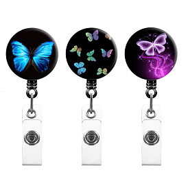 Plastic Butterfly Retractable Badge Reel, ID Card Badge Holder with Iron Alligator Clips, for Nurses Students Teachers