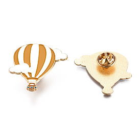 Hot Air Balloon with Cloud Enamel Pin, Light Gold Plated Alloy Badge for Backpack Clothes, Nickel Free & Lead Free