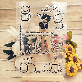 Valentine's Day Silicone Clear Stamps, for DIY Scrapbooking, Photo Album Decorative, Cards Making, Cat Pattern