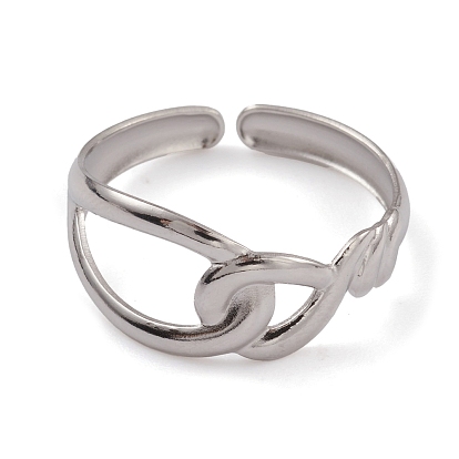 304 Stainless Steel Hollow Knot Open Cuff Rings for Women