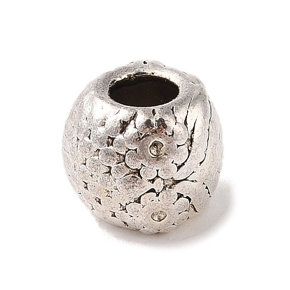 Tibetan Style Alloy European Beads Rhinestone Settings, Lead Free & Cadmium Free, Round