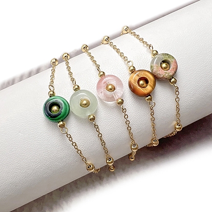 Нержавеющая сталь ссылка браслеты для женщин, с подвеской, плоско-круглые