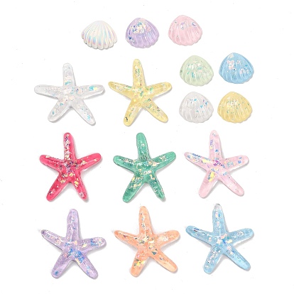 Прозрачный кабошон из смолы, с блестка