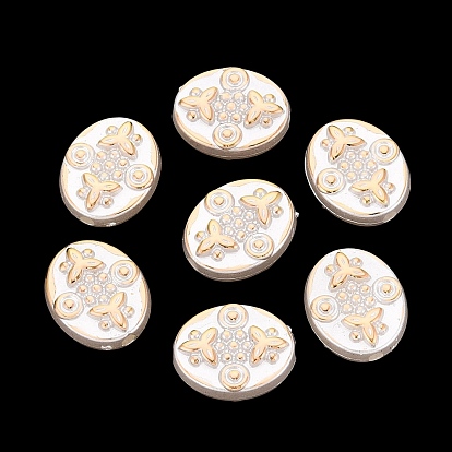 Cuentas de perlas de imitación de plástico abs, metal dorado enlaced, trébol ovalado y de tres hojas