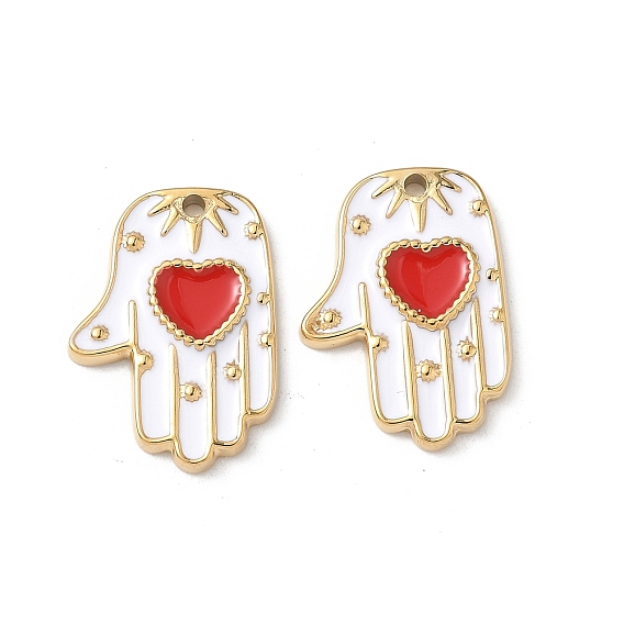 304 подвески из нержавеющей стали, с эмалью, ионное покрытие (ip), ладонь с подвеской в виде сердца, реальный 18 k позолоченный