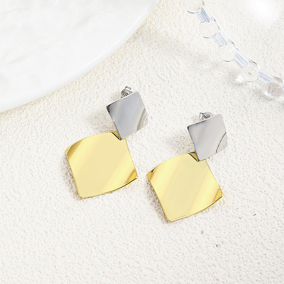 Латунные качают серьги, двухцветный квадрат
