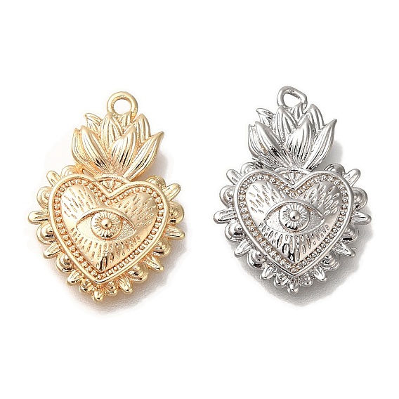 Латунные подвески, без кадмия, без никеля и без свинца, сердце, глаза очаровывают