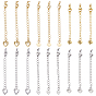 24Pcs 6 Style Brass Chain Extender, with Lobster Claw Clasps and Heart Charm