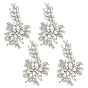 4Pcs Crystal Rhinestone Ornament Accessories, Based on No-Woven Fabric, Flower, DIY Costumes, Shoes, Bags Accessories for Wedding, Party