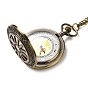 Колье с подвеской из сплава стекла и карманом, электронные часы, железные цепочки и карабин-лобстеры , плоско-круглые