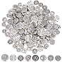 160Pcs 8 Styles Tibetan Style Alloy Beads, Flat Round