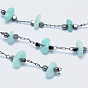 Natural Amazonite Handmade Beaded Chains, Soldered, with Spool, with Eco-Friendly Brass Findings, Long-Lasting Plated, Nuggets
