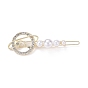 Alloy Crystal Rhinestone Hair Barrettes, with Plastic Beads, Planet
