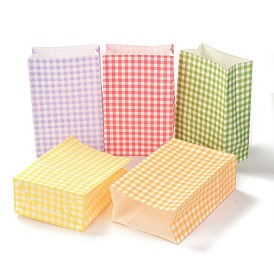 Rectangle with Tartan Pattern Paper Bags, No Handle, for Gift & Food Bags
