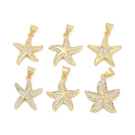 Латунные микро проложить кубического циркония подвески, морская звезда, без свинца и без кадмия, долговечный, стойки покрытие