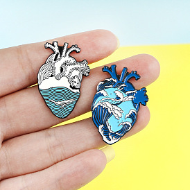 Oceanic Heart-Shaped Brooch: Ride the Waves of Fashion with Blue Creativity