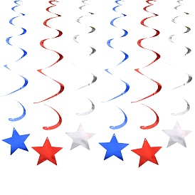 Plastic Star Swirl Garland, Hanging Streamer, for Independence Day Theme Festive & Party Decoration