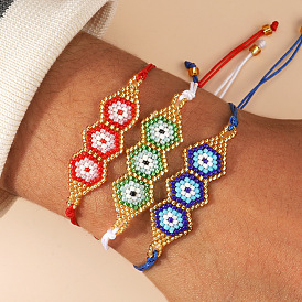 Шестиугольный узор стеклянный бисер регулируемый браслет для женщин