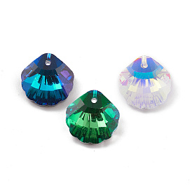 Electroplate Glass Pendants, Back Plated, Faceted, Shell Charms