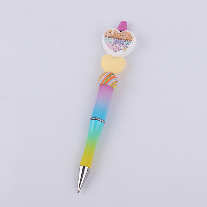 Flower/Book/Medical Theme Pattern Plastic Ball-Point Pen, Beadable Pen, for DIY Personalized Pen